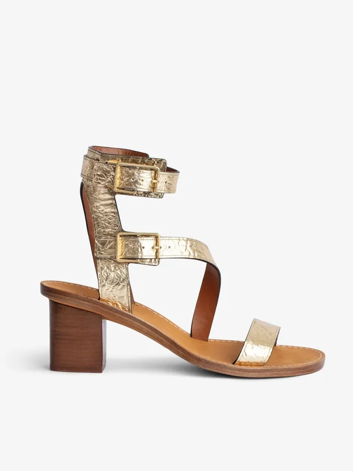 Women Zadig and Voltaire Pumps and Sandals Cecilia Crinkled Caprese Sandals Gold Women Zadig and Voltaire Pumps and Sandals Cecilia Crinkled Caprese Sandals Gold