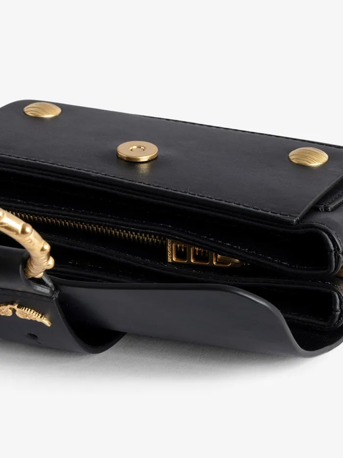 Women Zadig and Voltaire Shoulder Bags Kate Wallet Bag Noir Gold