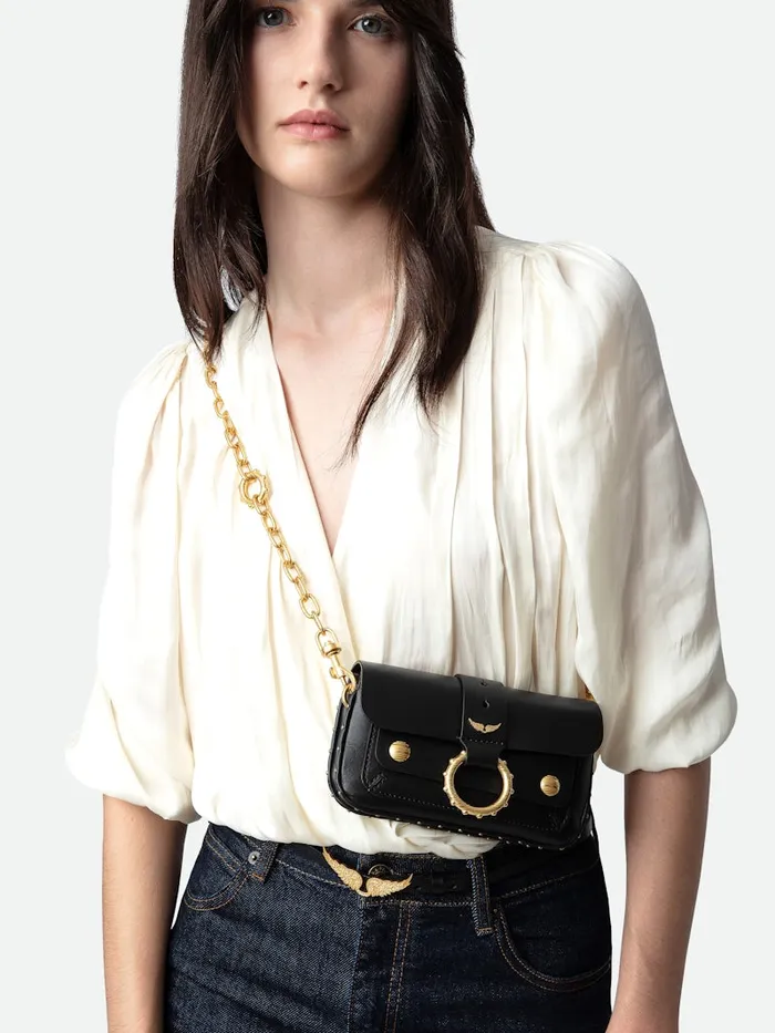Women Zadig and Voltaire Shoulder Bags Kate Wallet Bag Noir Gold