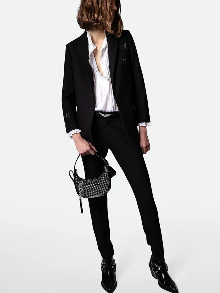 Women Zadig and Voltaire Shoulder Bags Le Cecilia XS Strass Bag Black