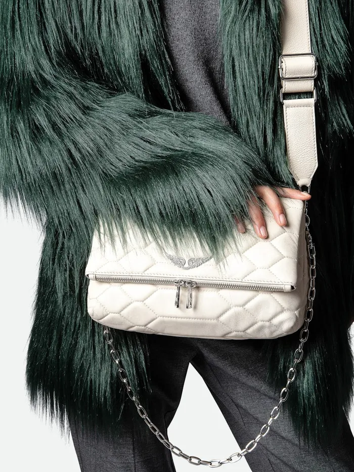 Women Zadig and Voltaire Shoulder Bags Rocky XL Mat Scale Bag Flash
