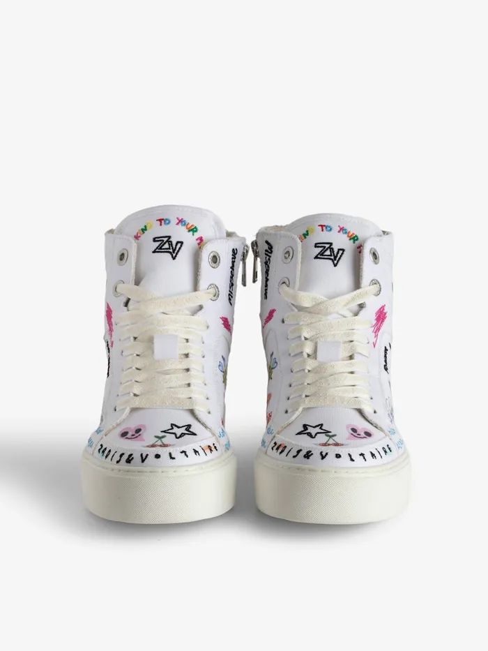 Women Zadig and Voltaire Sneakers ZV1747 High Flash Chunky HighTop Sneakers White