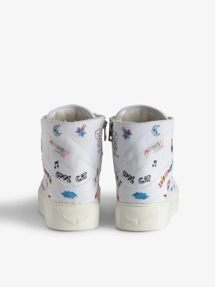 Women Zadig and Voltaire Sneakers ZV1747 High Flash Chunky HighTop Sneakers White