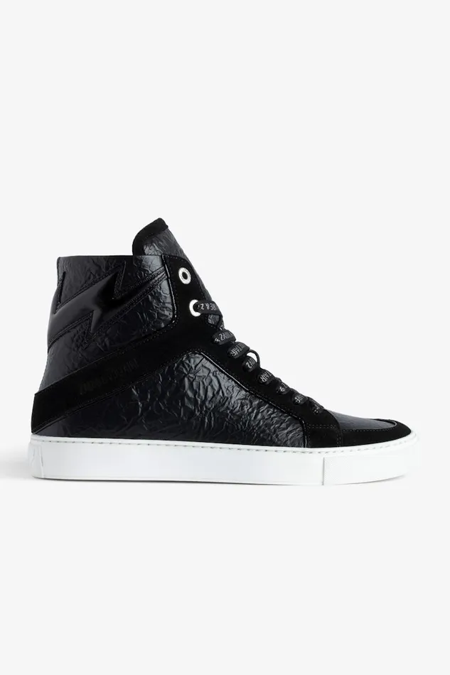 Women Zadig and Voltaire Sneakers ZV1747 High Flash HighTop Crinkled Sneakers Black Women Zadig and Voltaire Sneakers ZV1747 High Flash HighTop Crinkled Sneakers Black