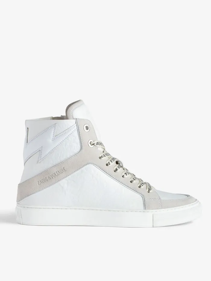 Women Zadig and Voltaire Sneakers ZV1747 High Flash HighTop Crinkled Sneakers White Women Zadig and Voltaire Sneakers ZV1747 High Flash HighTop Crinkled Sneakers White