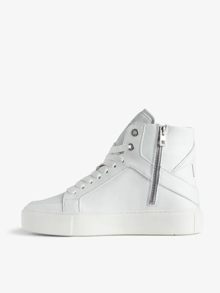 Women Zadig and Voltaire Sneakers ZV1747 High Flash HighTop Platform Sneakers White
