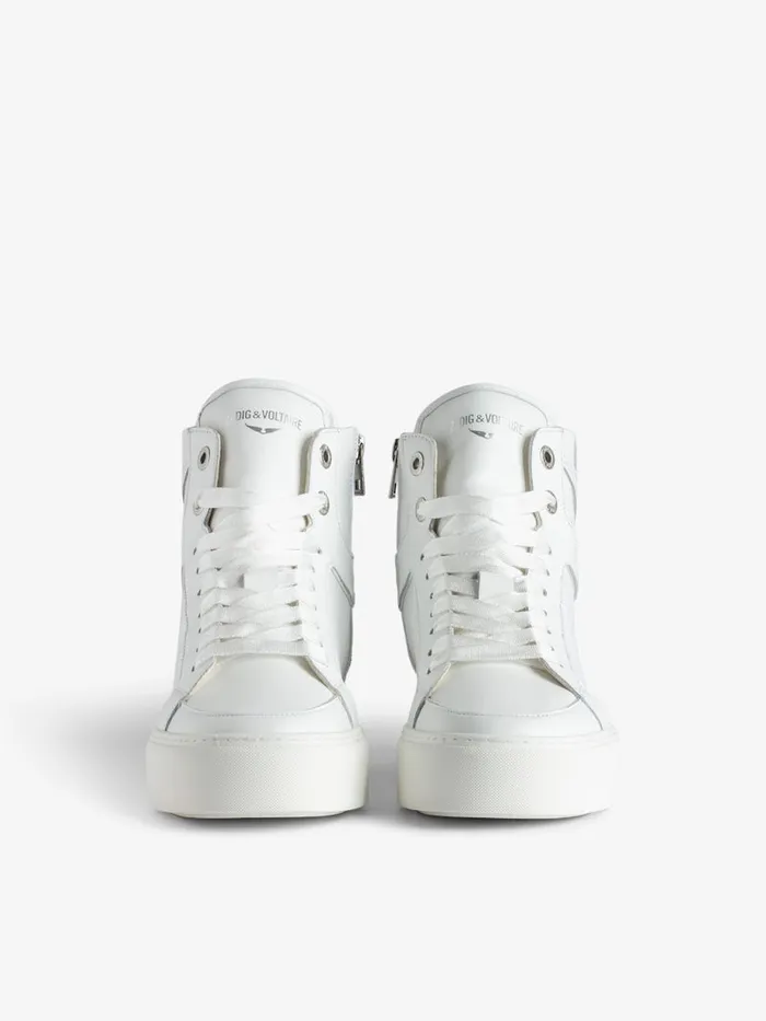 Women Zadig and Voltaire Sneakers ZV1747 High Flash HighTop Platform Sneakers White