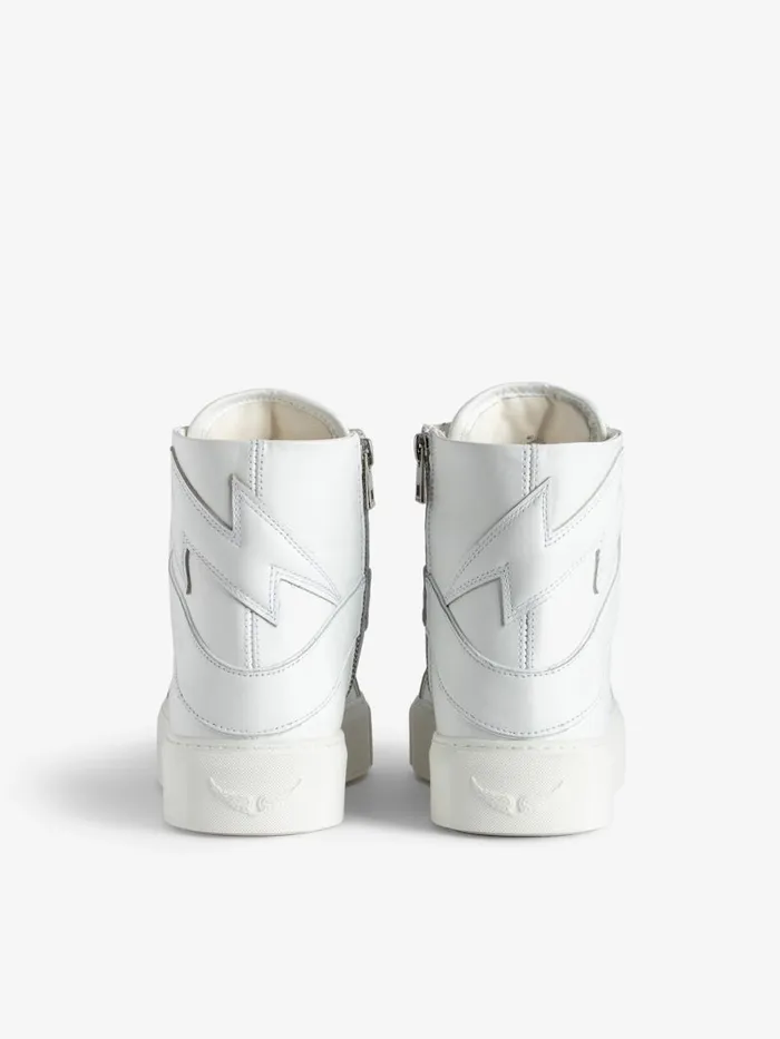 Women Zadig and Voltaire Sneakers ZV1747 High Flash HighTop Platform Sneakers White