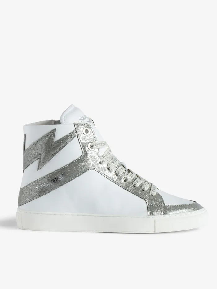 Women Zadig and Voltaire Sneakers ZV1747 High Flash HighTop Sneakers Silver
