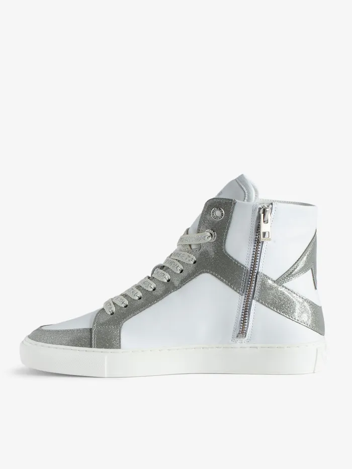 Women Zadig and Voltaire Sneakers ZV1747 High Flash HighTop Sneakers Silver