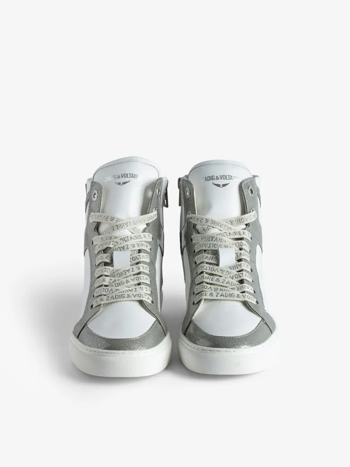 Women Zadig and Voltaire Sneakers ZV1747 High Flash HighTop Sneakers Silver