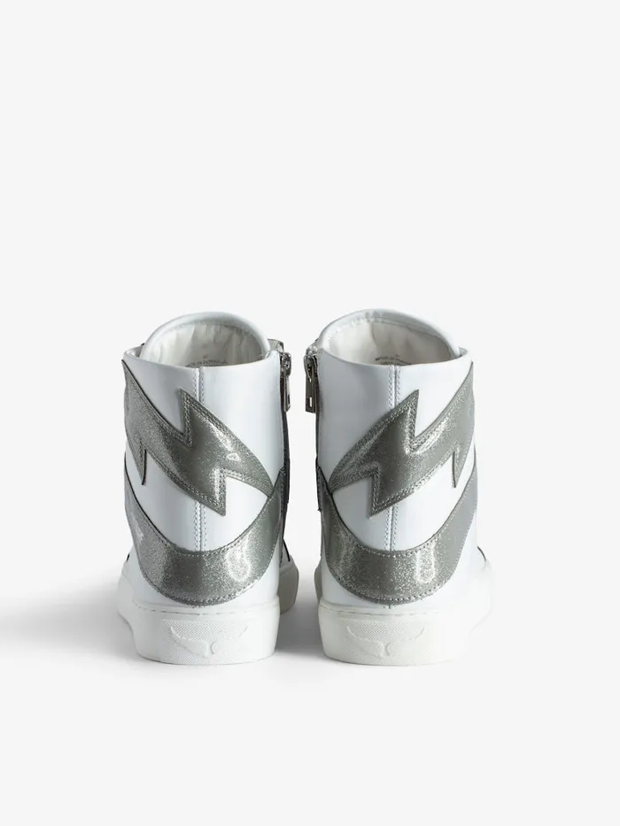 Women Zadig and Voltaire Sneakers ZV1747 High Flash HighTop Sneakers Silver