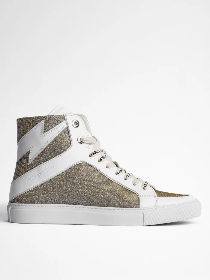 Women Zadig and Voltaire Sneakers ZV1747 High Flash Sneakers Silver