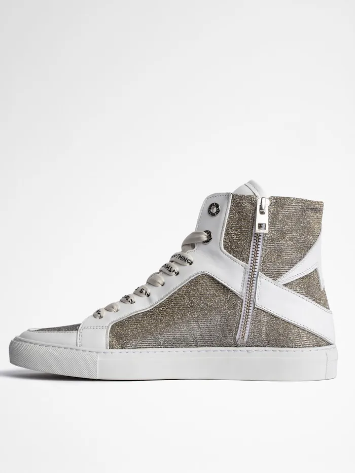 Women Zadig and Voltaire Sneakers ZV1747 High Flash Sneakers Silver
