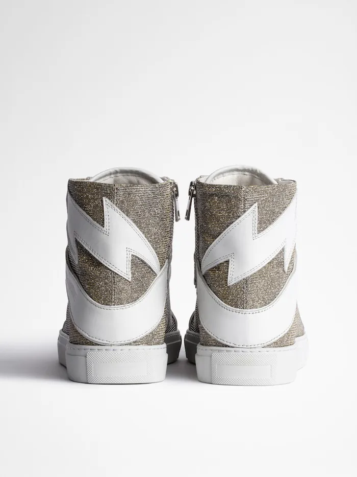Women Zadig and Voltaire Sneakers ZV1747 High Flash Sneakers Silver