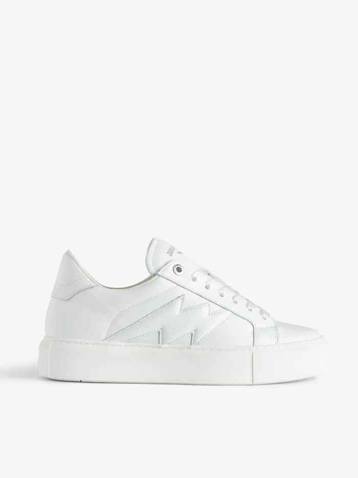 Women Zadig and Voltaire Sneakers ZV1747 La Flash LowTop Platform Sneakers White