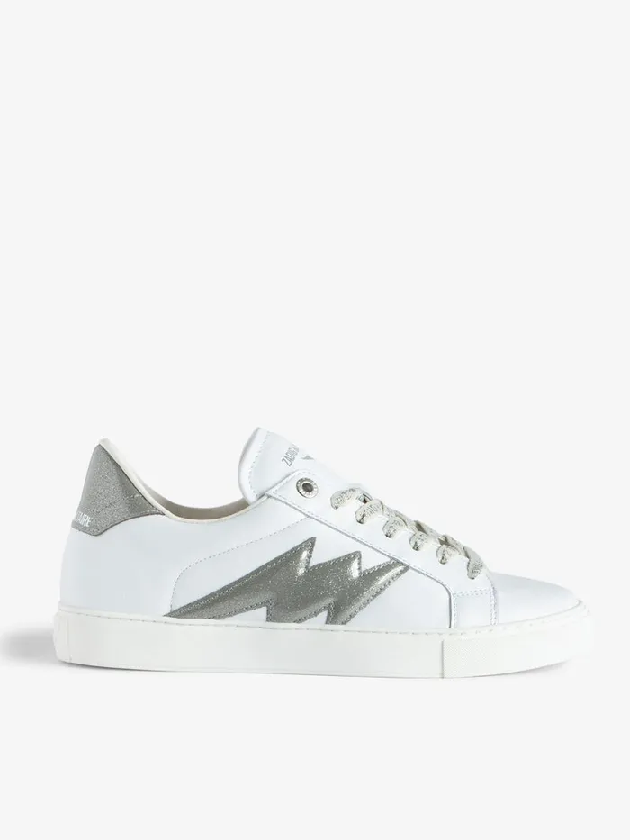 Women Zadig and Voltaire Sneakers ZV1747 La Flash LowTop Sneakers Silver