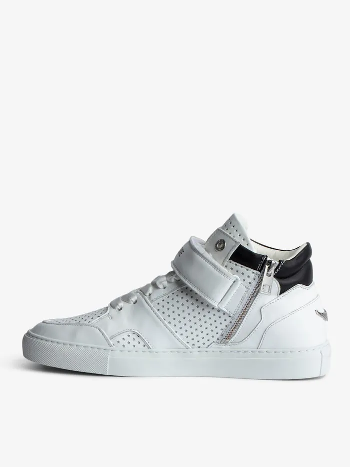 Women Zadig and Voltaire Sneakers ZV1747 Mid Flash Smooth Sneakers White
