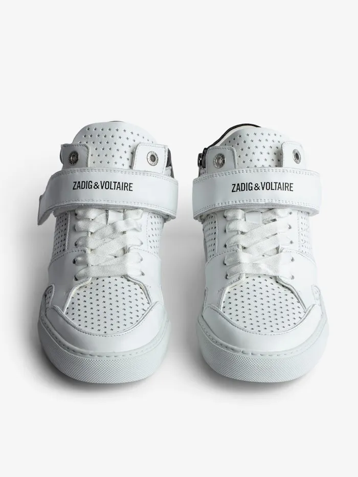 Women Zadig and Voltaire Sneakers ZV1747 Mid Flash Smooth Sneakers White