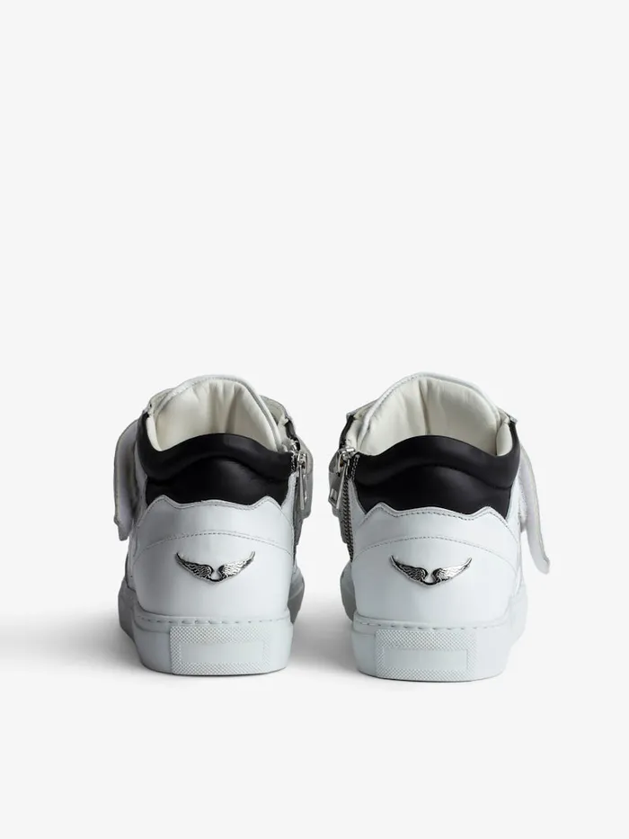 Women Zadig and Voltaire Sneakers ZV1747 Mid Flash Smooth Sneakers White