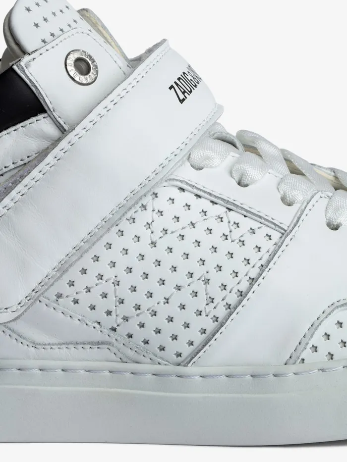Women Zadig and Voltaire Sneakers ZV1747 Mid Flash Smooth Sneakers White