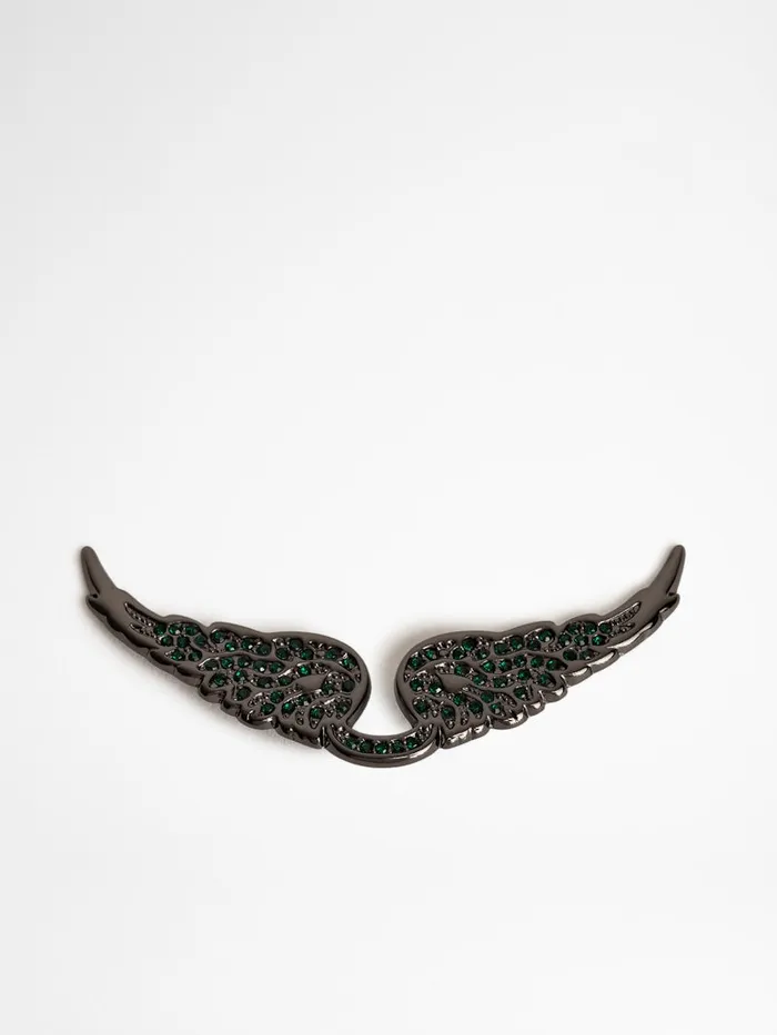 Women Zadig and Voltaire Straps and Accessories Swing Your Wings Charm Shiny Gun Emerald Women Zadig and Voltaire Straps and Accessories Swing Your Wings Charm Shiny Gun Emerald