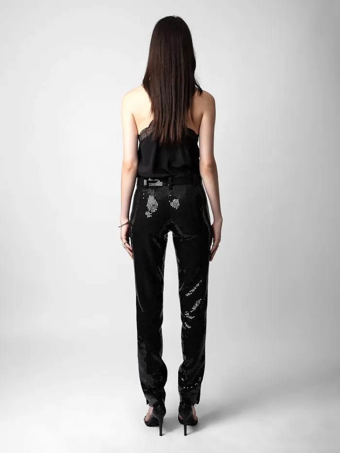 Women Zadig and Voltaire Suiting Prune Sequin Pants Black