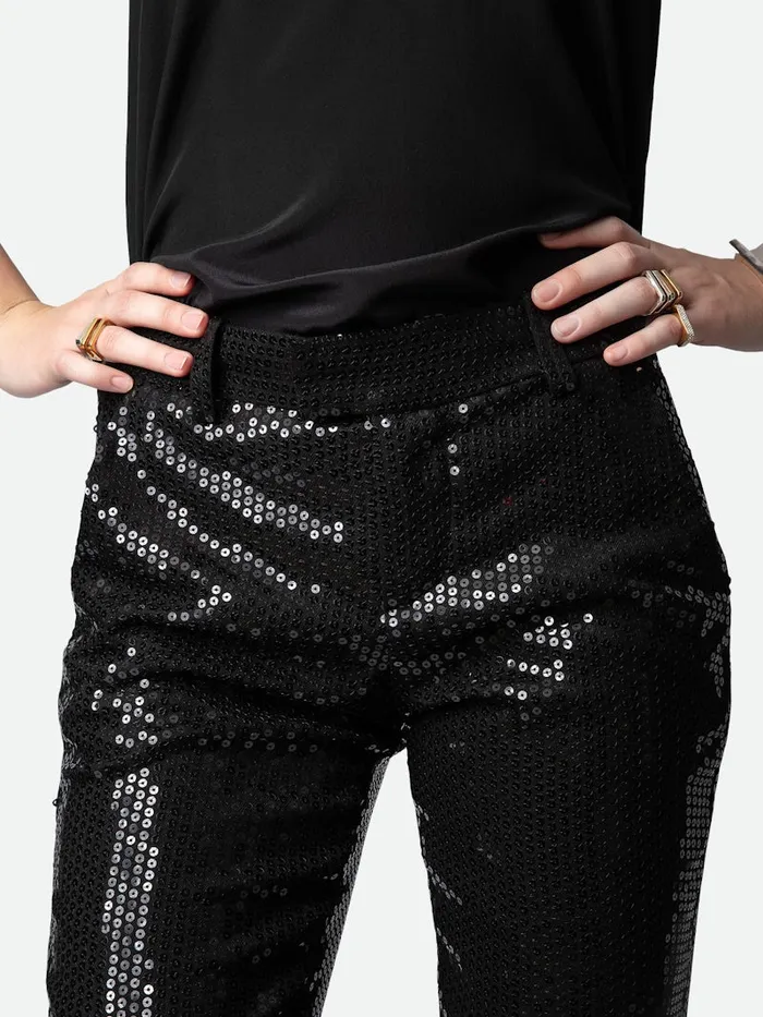 Women Zadig and Voltaire Suiting Prune Sequin Pants Black