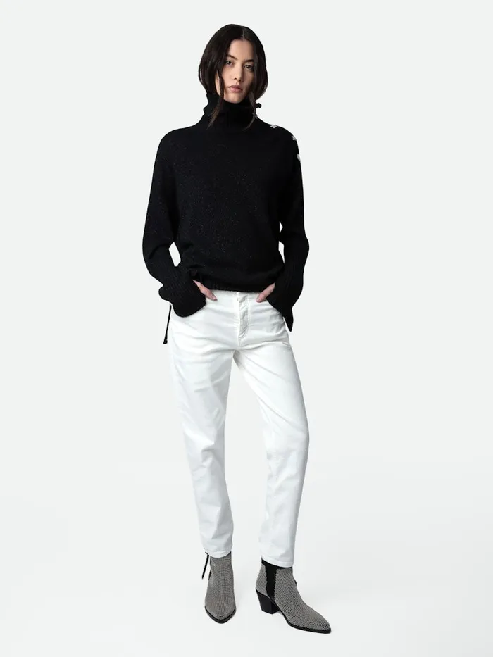 Women Zadig and Voltaire Sweaters and Cardigans Alma Jeweled Sweater Black