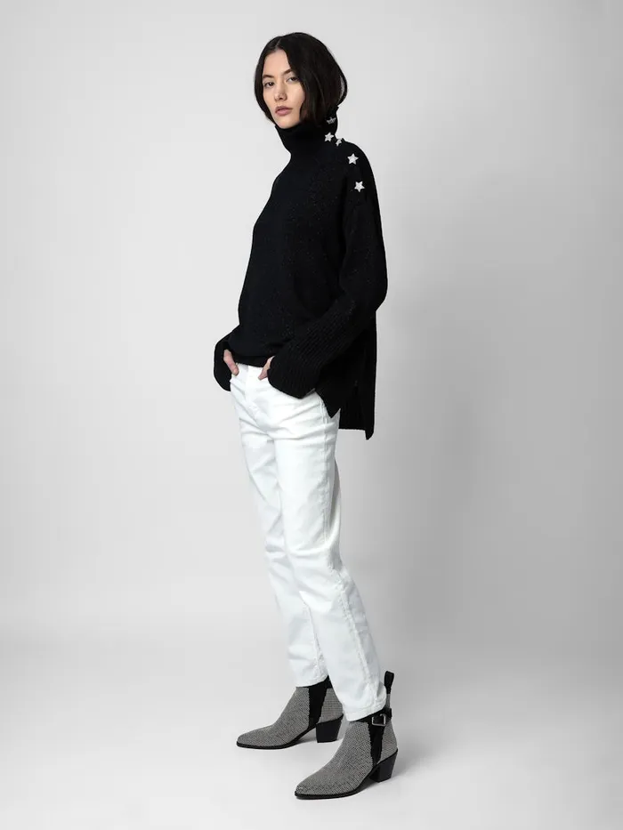 Women Zadig and Voltaire Sweaters and Cardigans Alma Jeweled Sweater Black