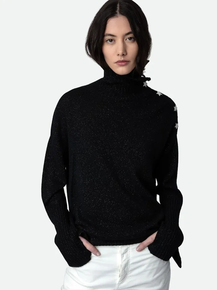 Women Zadig and Voltaire Sweaters and Cardigans Alma Jeweled Sweater Black