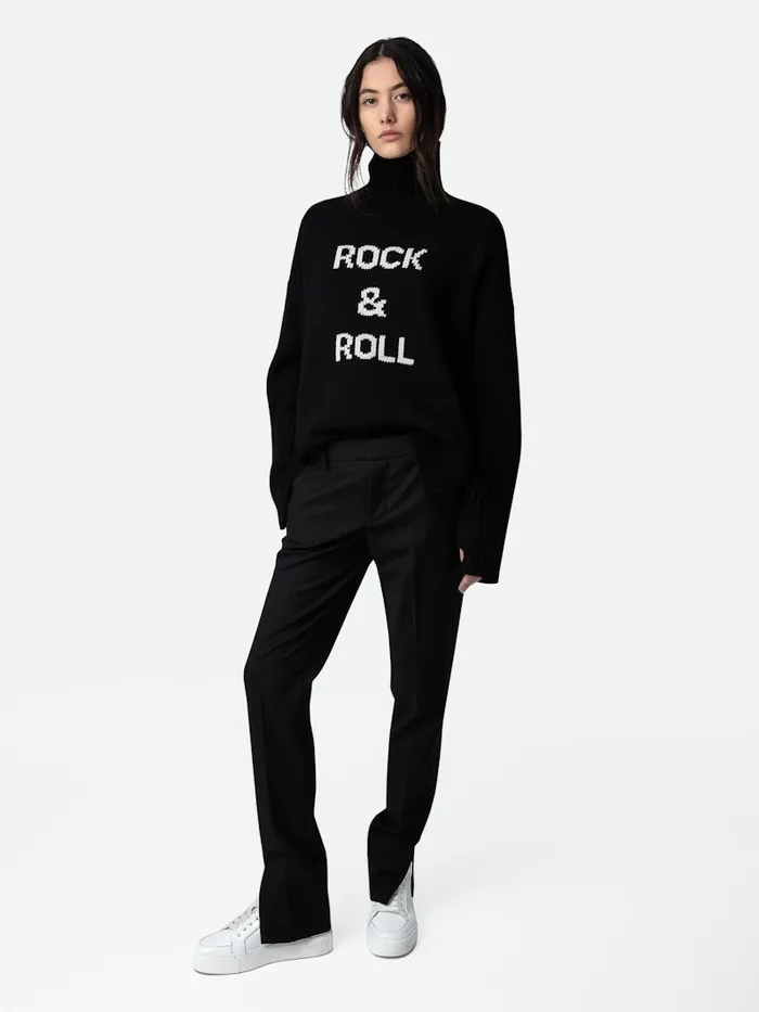Women Zadig and Voltaire Sweaters and Cardigans Alma Rock and Roll Sweater Black Women Zadig and Voltaire Sweaters and Cardigans Alma Rock and Roll Sweater Black