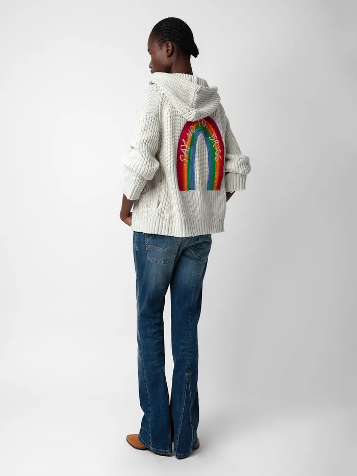 Women Zadig and Voltaire Sweaters and Cardigans Anya Rainbow Cardigan Ecru