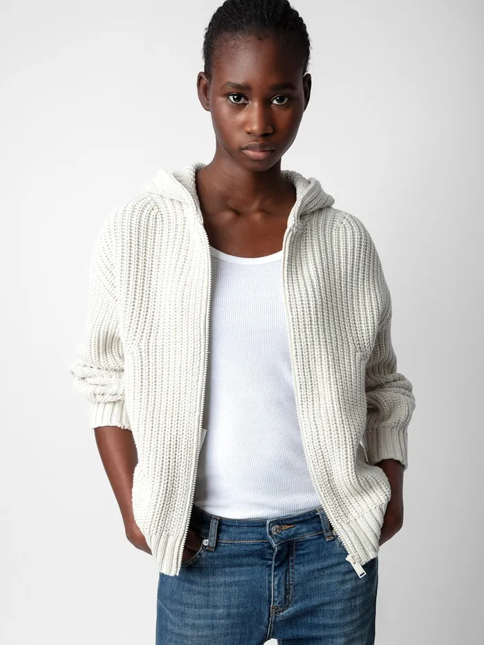 Women Zadig and Voltaire Sweaters and Cardigans Anya Rainbow Cardigan Ecru