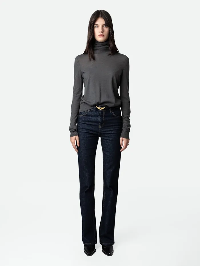 Women Zadig and Voltaire Sweaters and Cardigans Bobby Cashmere Sweater Ardoise Women Zadig and Voltaire Sweaters and Cardigans Bobby Cashmere Sweater Ardoise