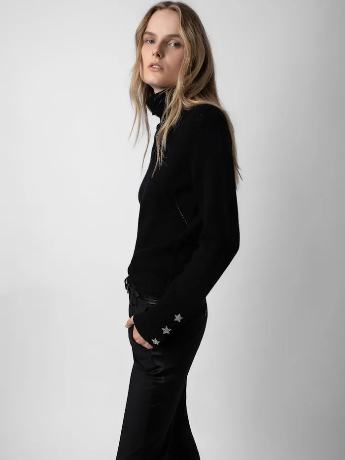 Women Zadig and Voltaire Sweaters and Cardigans Boxy Jewelled Sweater Black