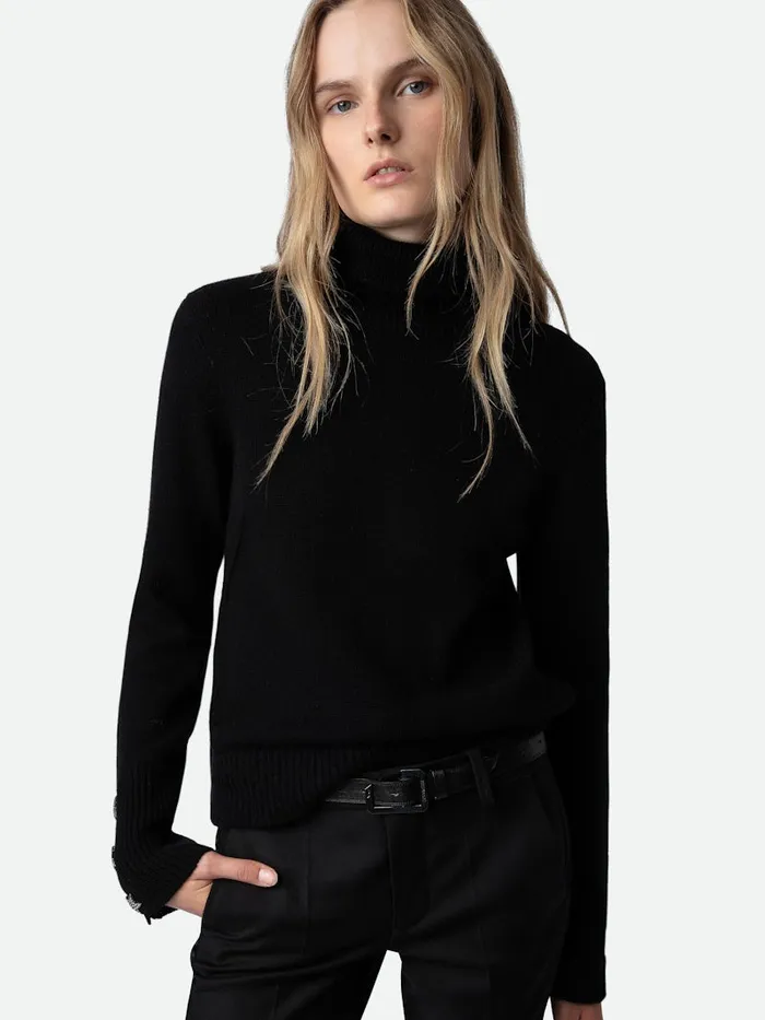 Women Zadig and Voltaire Sweaters and Cardigans Boxy Jewelled Sweater Black