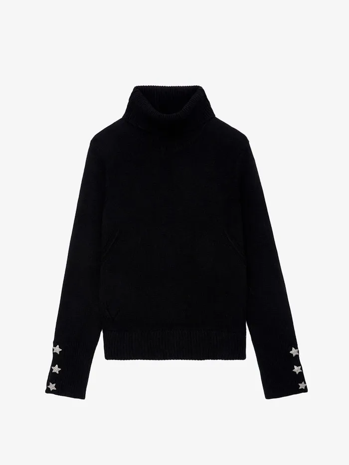 Women Zadig and Voltaire Sweaters and Cardigans Boxy Jewelled Sweater Black