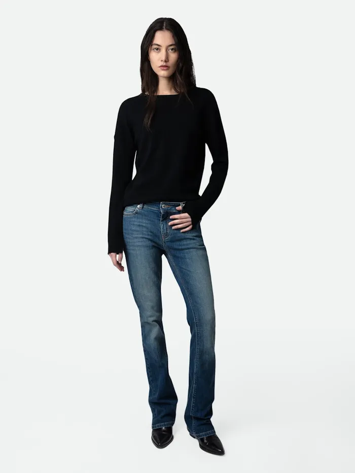 Women Zadig and Voltaire Sweaters and Cardigans Cici Patch Cashmere Sweater Black Women Zadig and Voltaire Sweaters and Cardigans Cici Patch Cashmere Sweater Black