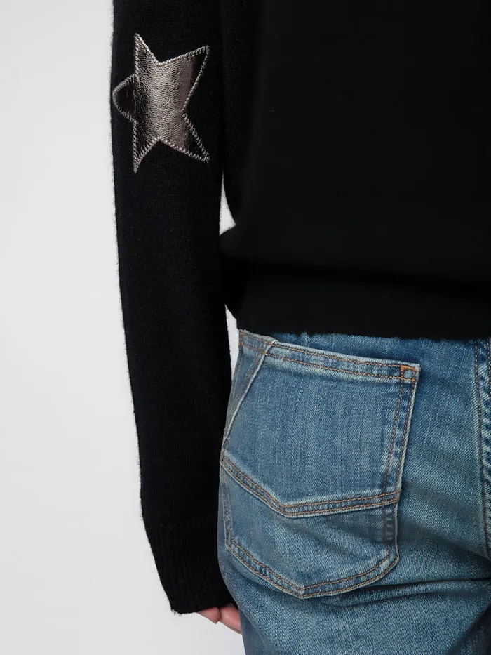 Women Zadig and Voltaire Sweaters and Cardigans Cici Patch Cashmere Sweater Black