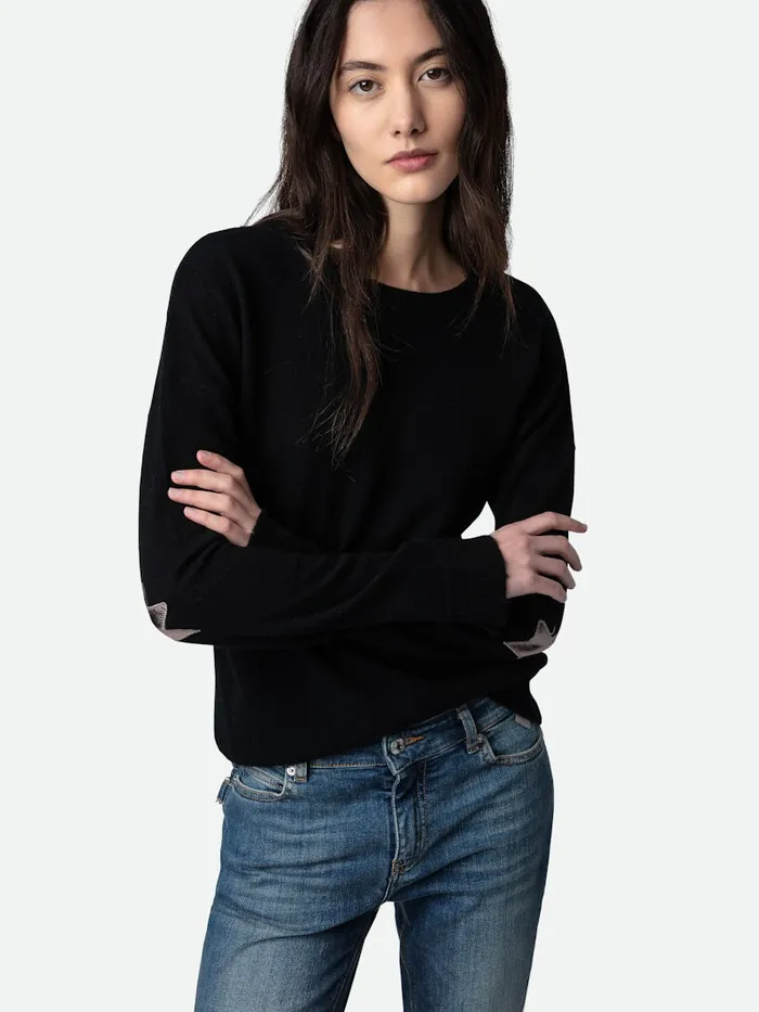 Women Zadig and Voltaire Sweaters and Cardigans Cici Patch Cashmere Sweater Black