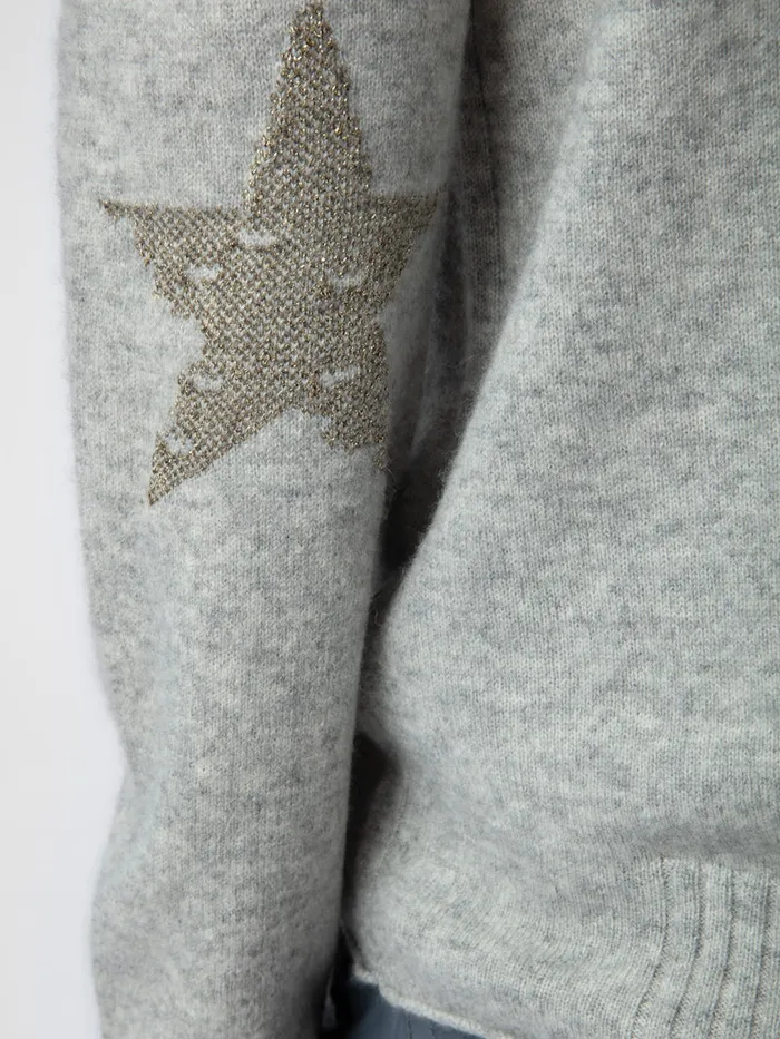 Women Zadig and Voltaire Sweaters and Cardigans Cici Patch Cashmere Sweater Gris Chine Clair