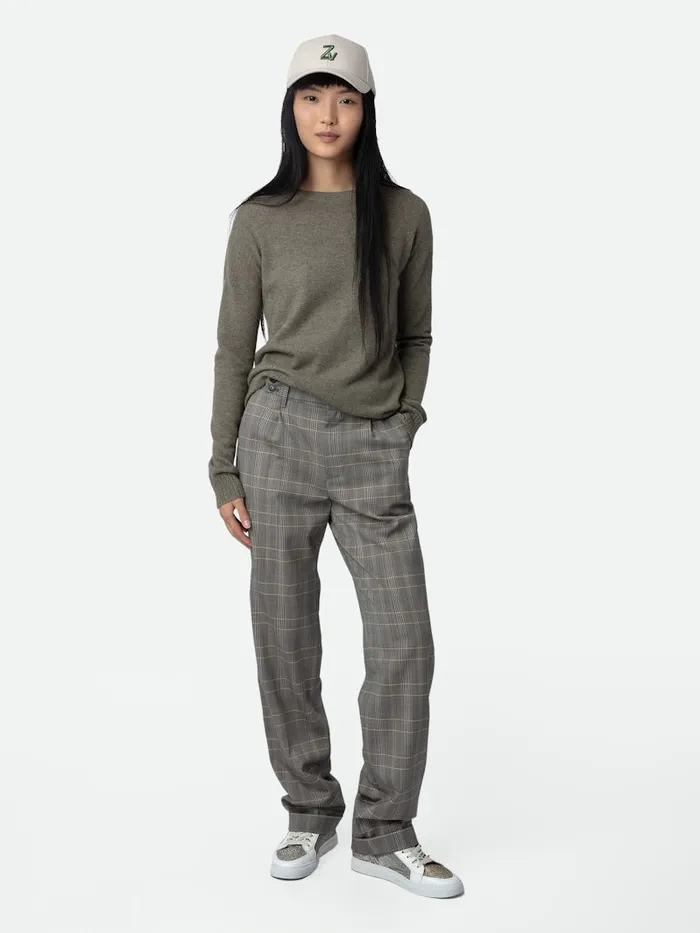 Women Zadig and Voltaire Sweaters and Cardigans Cici Patch Cashmere Sweater Kaki Clair Women Zadig and Voltaire Sweaters and Cardigans Cici Patch Cashmere Sweater Kaki Clair