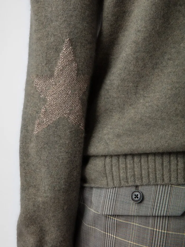 Women Zadig and Voltaire Sweaters and Cardigans Cici Patch Cashmere Sweater Kaki Clair