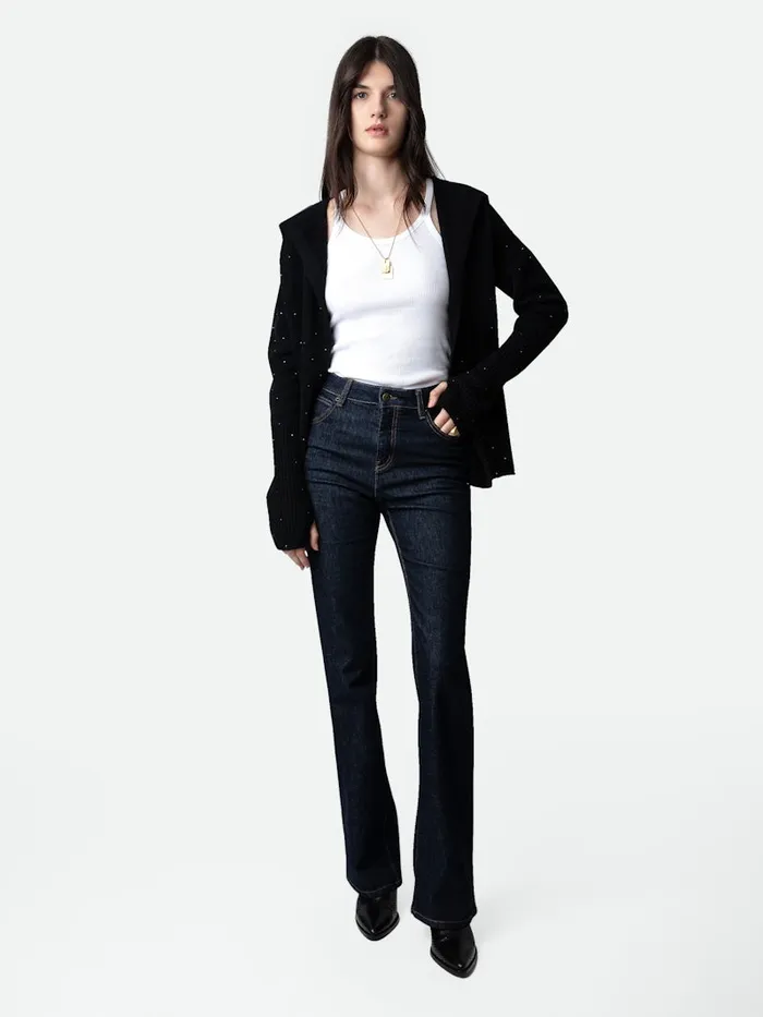 Women Zadig and Voltaire Sweaters and Cardigans Cosany Diamant Cashmere Cardigan Black Women Zadig and Voltaire Sweaters and Cardigans Cosany Diamant Cashmere Cardigan Black
