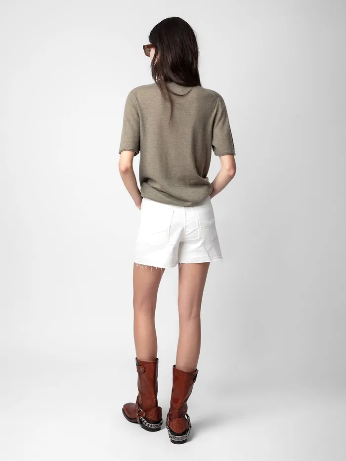 Women Zadig and Voltaire Sweaters and Cardigans Ida Mon Amour Diamant Cashmere Sweater Kaki Clair