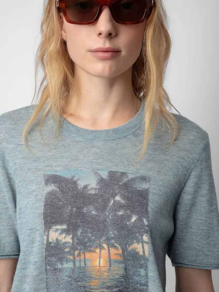 Women Zadig and Voltaire Sweaters and Cardigans Ida Photoprint Cashmere Sweater Nuage