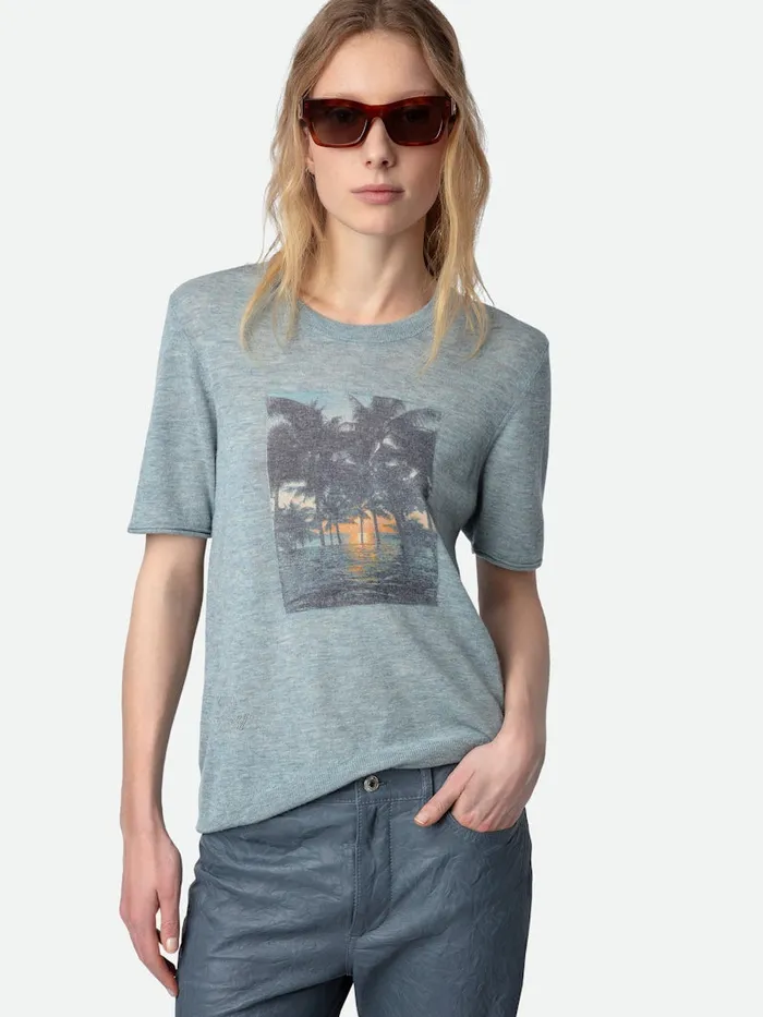 Women Zadig and Voltaire Sweaters and Cardigans Ida Photoprint Cashmere Sweater Nuage