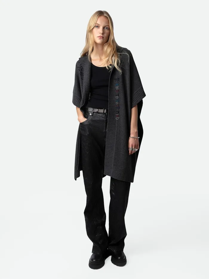 Women Zadig and Voltaire Sweaters and Cardigans Inna Cashmere Cardigan Kaki Slate
