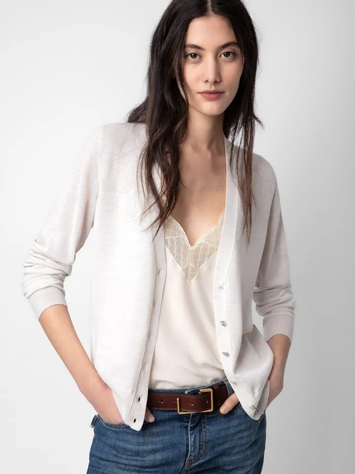 Women Zadig and Voltaire Sweaters and Cardigans Jemmy Jewel Cardigan Neige